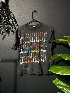 INK inc. Vintage Style Multi-Color Electric Guitar Graphic T-Shirt